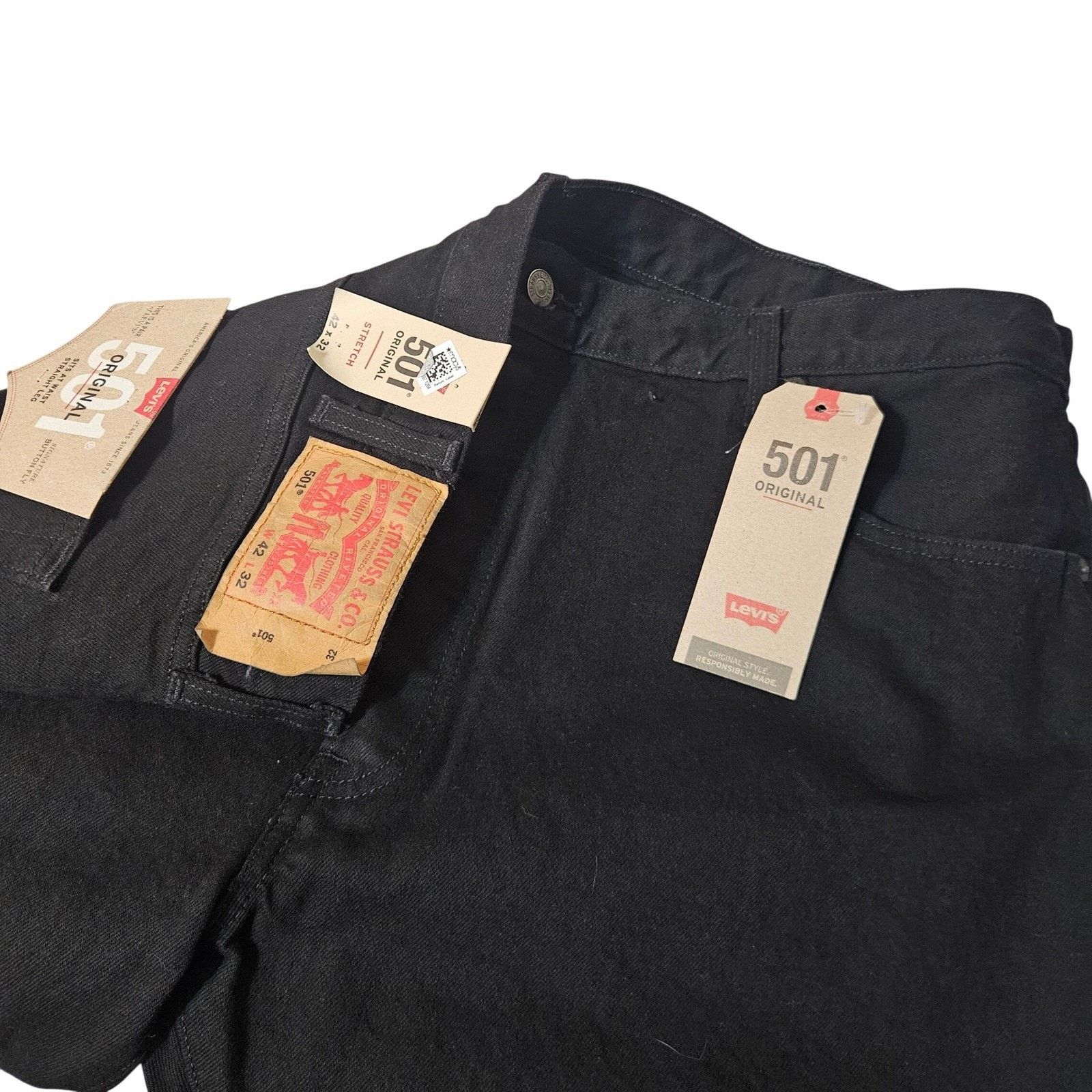 Levi's NEW Levi's 501 Black Button Fly Denim Jeans Men's Size 42x32 Size US 42 / EU 58 - 1 Thumbnail