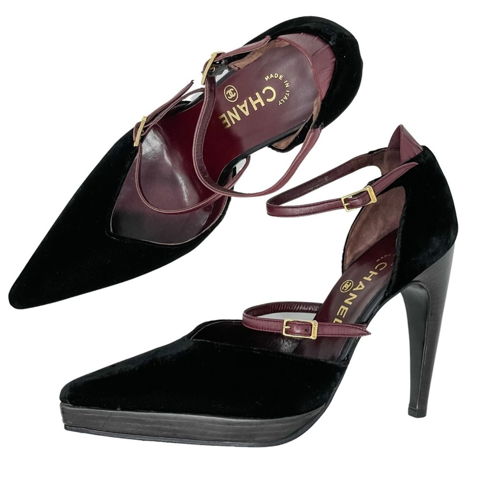 Chanel Chanel Vintage Point Toe Velvet & Wood High Heels 38/US 7 Size US 8 / IT 38 - 14 Thumbnail
