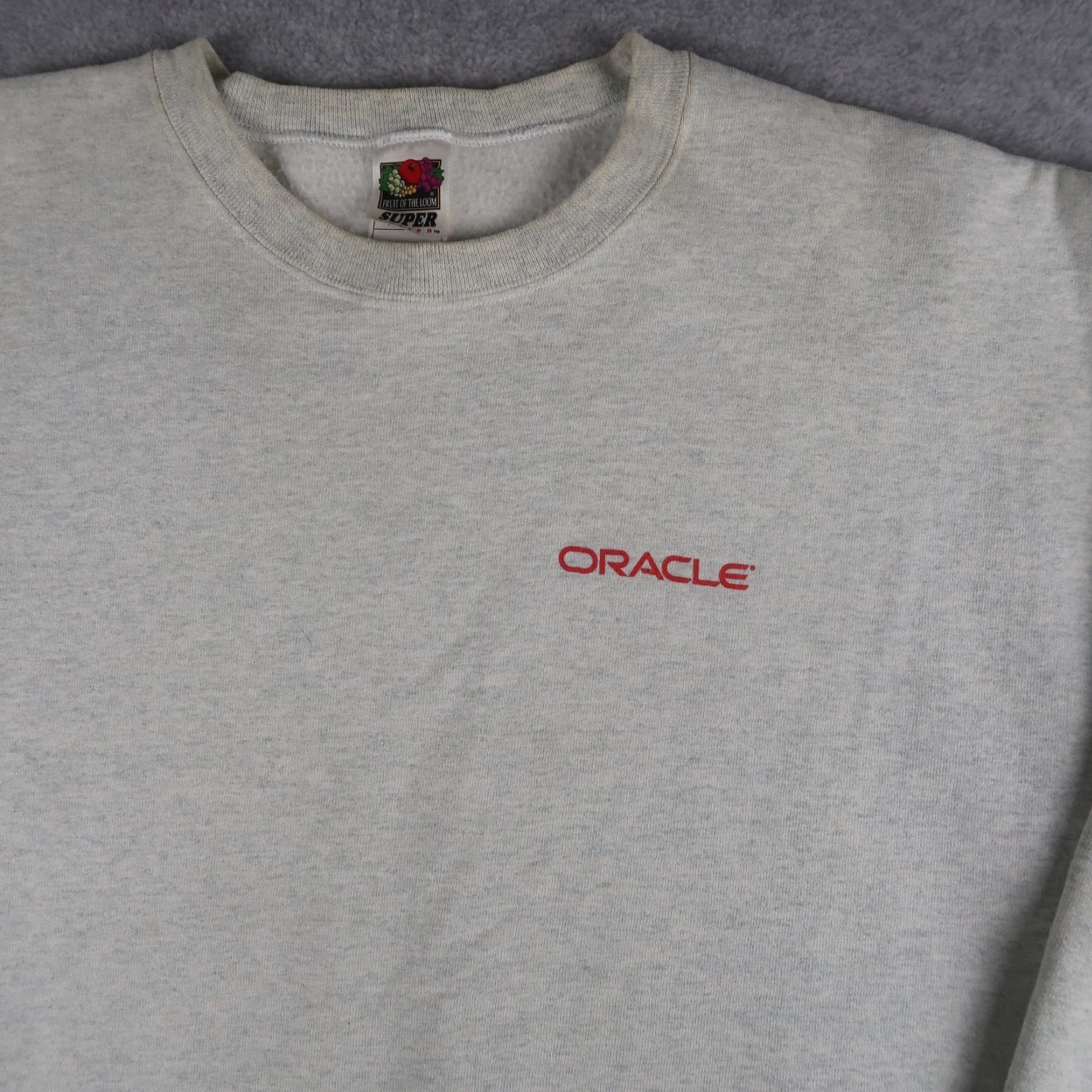 Fruit Of The Loom VINTAGE Fruit of the Loom 90s Oracle Server Tech Sweatshirt Crewneck XL Gray Heavyweight Graphic Print Mens Size US XL / EU 56 / 4 - 5 Thumbnail