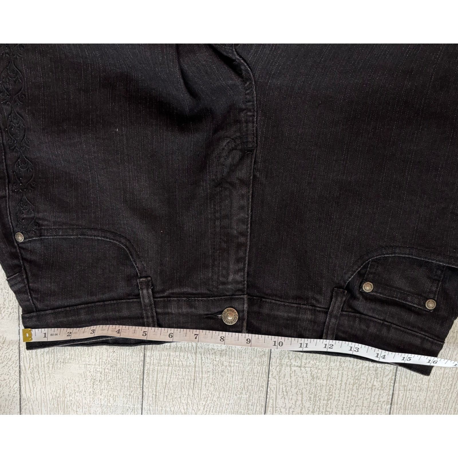 Cos COS Women’s Black Rhinestone Floral Embellished Jeans 12P Size 34" / US 12 / IT 48 - 9 Thumbnail