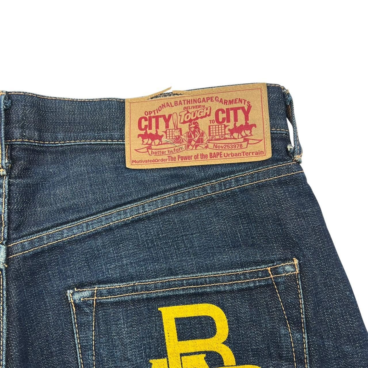 Bape Vintage 2000s Bape College Logo Denim Shorts Jorts Waist 35 Size US 35 - 4 Thumbnail