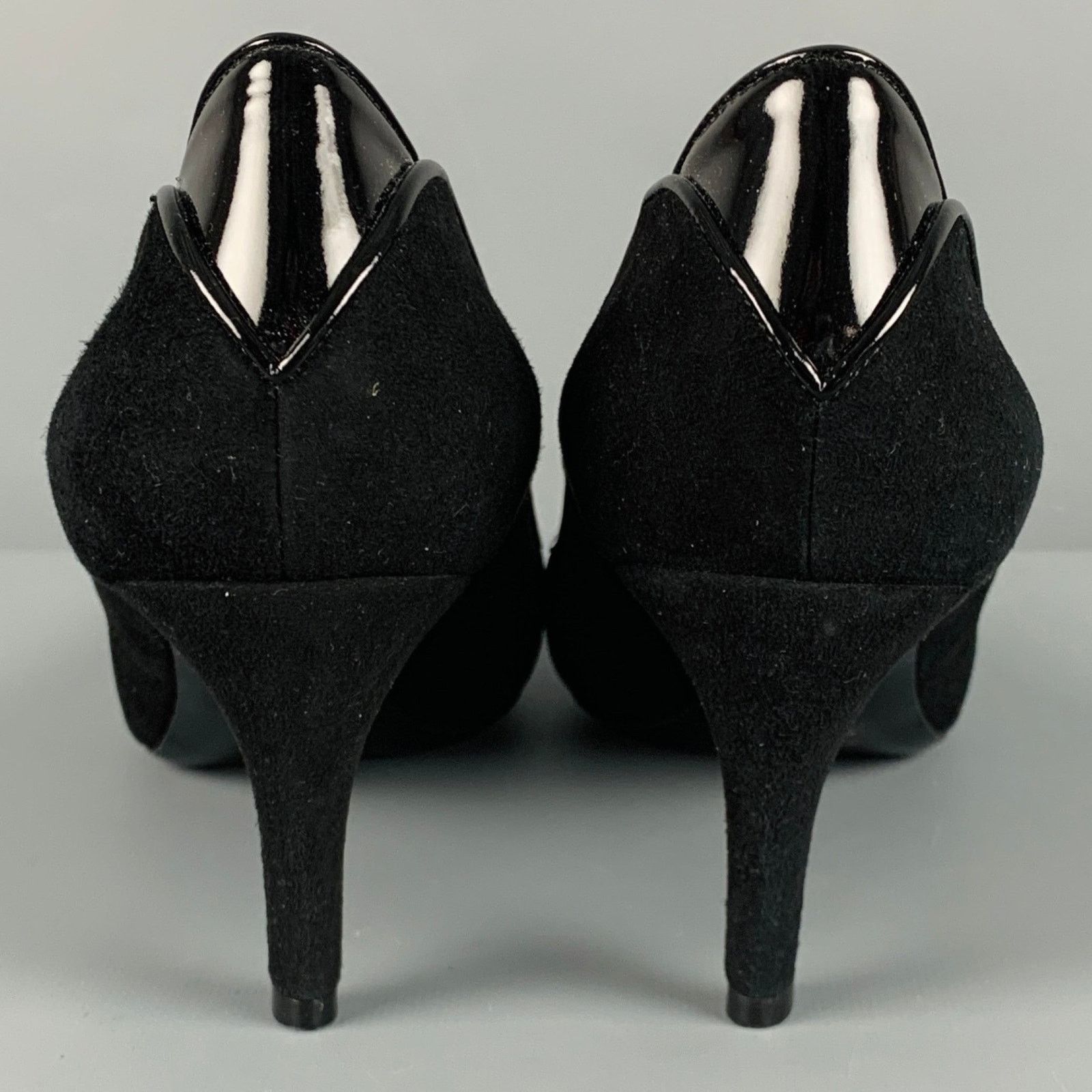 Armani Collezioni Size 9.5 Black Suede Patent Leather Classic Pumps Size US 9.5 / IT 39.5 - 3 Thumbnail