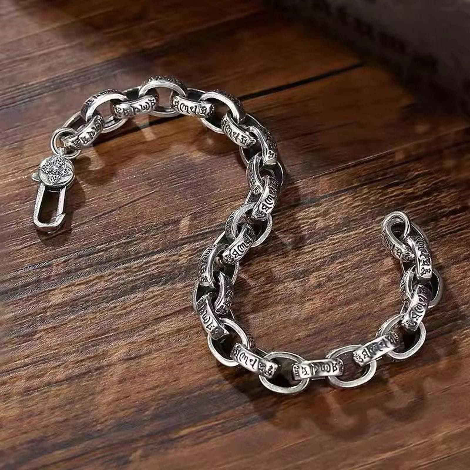 Jewelry Silver Chain Bracelet with Engraved Accents Size ONE SIZE - 4 Thumbnail