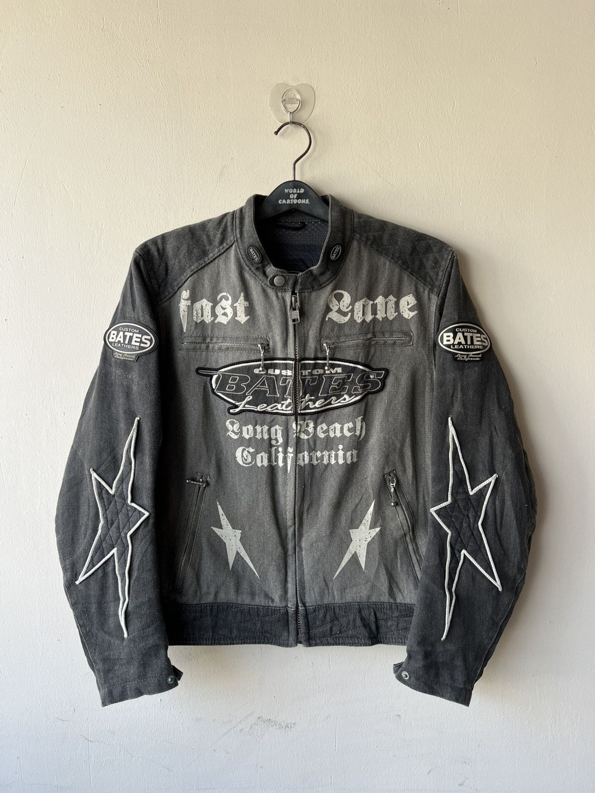 Kadoya Vintage Y2K BATES Distressed Faded Denim Moto Jacket Size US L / EU 52-54 / 3 - 1 Thumbnail