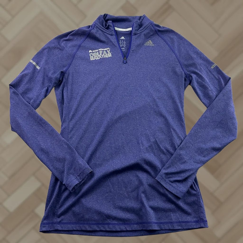 Adidas Adidas Colfax Marathon Long Sleeve 1/4 Zip Lightweight Jacket Women's Medium Purple Shirt Size M / US 6-8 / IT 42-44 - 1 Thumbnail