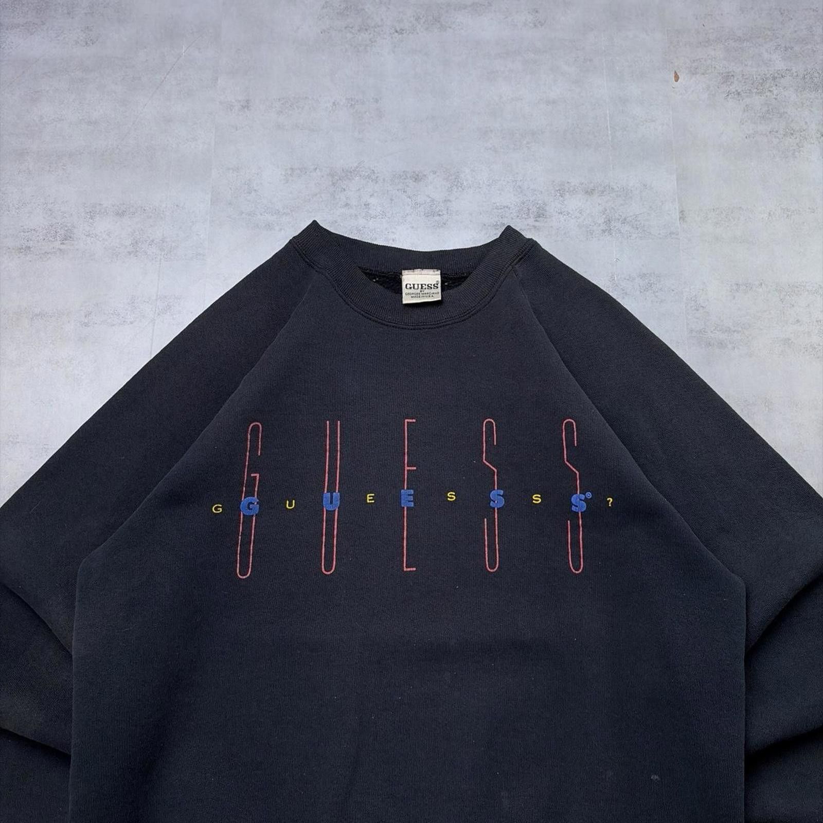Guess Vintage 90’s Black Guess Grunge Distressed Crewneck Sweater Size US L / EU 52-54 / 3 - 3 Thumbnail