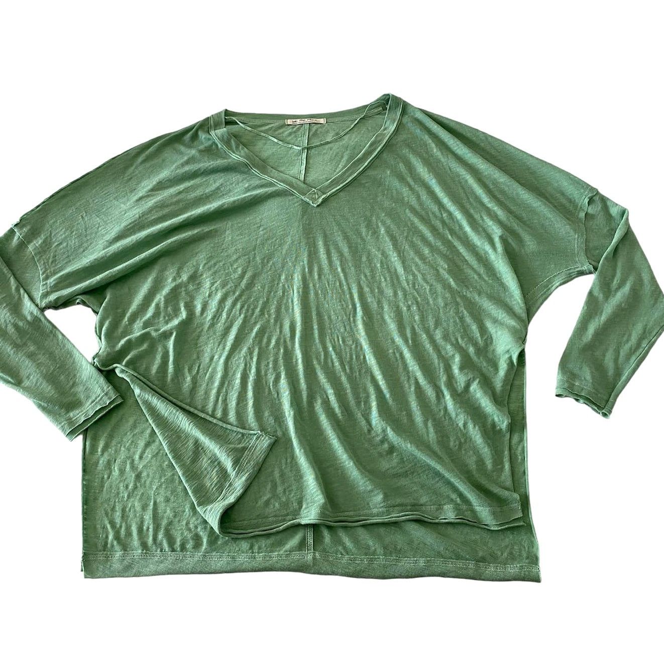 Other Free People Sage Green Henley VNeck Sweater Oversized Size M Size M / US 6-8 / IT 42-44 - 8 Thumbnail