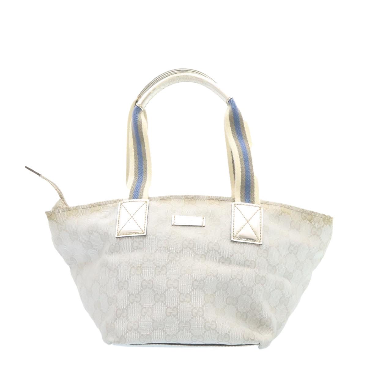 Gucci GUCCI Sherry Line GG Canvas Tote Bag Silver Blue Size ONE SIZE - 13 Thumbnail