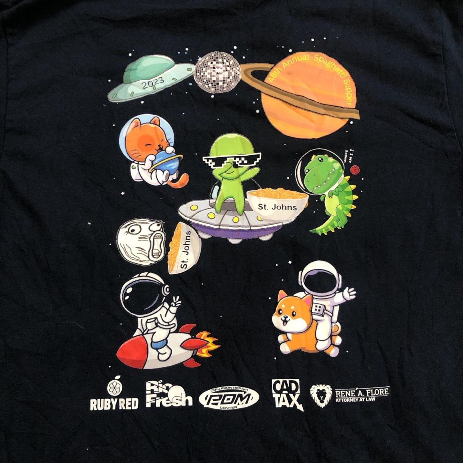 Gildan Men's Navy St. Johns Spaghetti Supper Graphic Tee Size US M / EU 48-50 / 2 - 4 Thumbnail