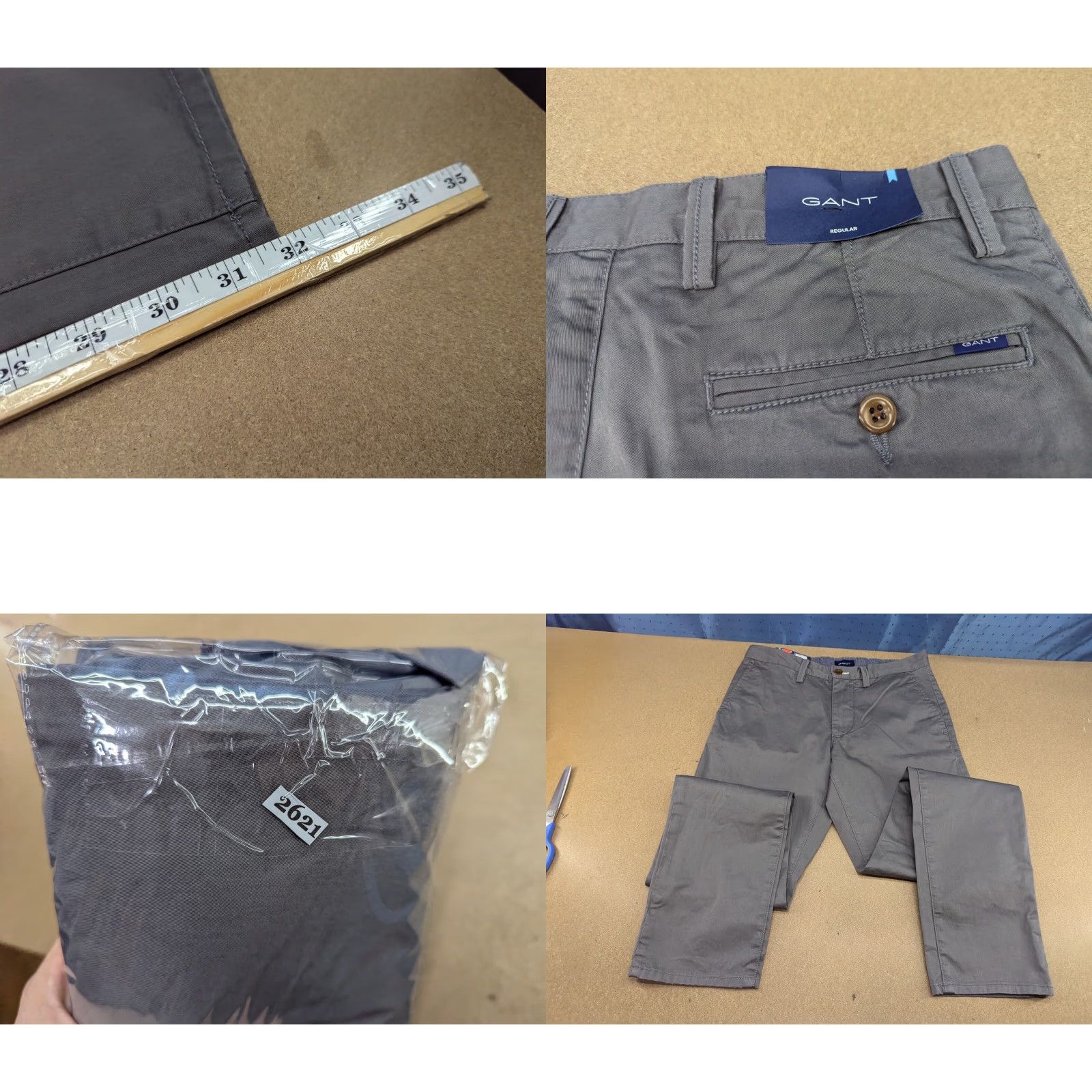 Gant GANT Mens Chino Pants 29x32 Gray Khaki Straight Mid Rise Regular Fit Pants Mens Color Gray Size 29 Style Chino Front Flat Front Size US 29 - 8 Thumbnail