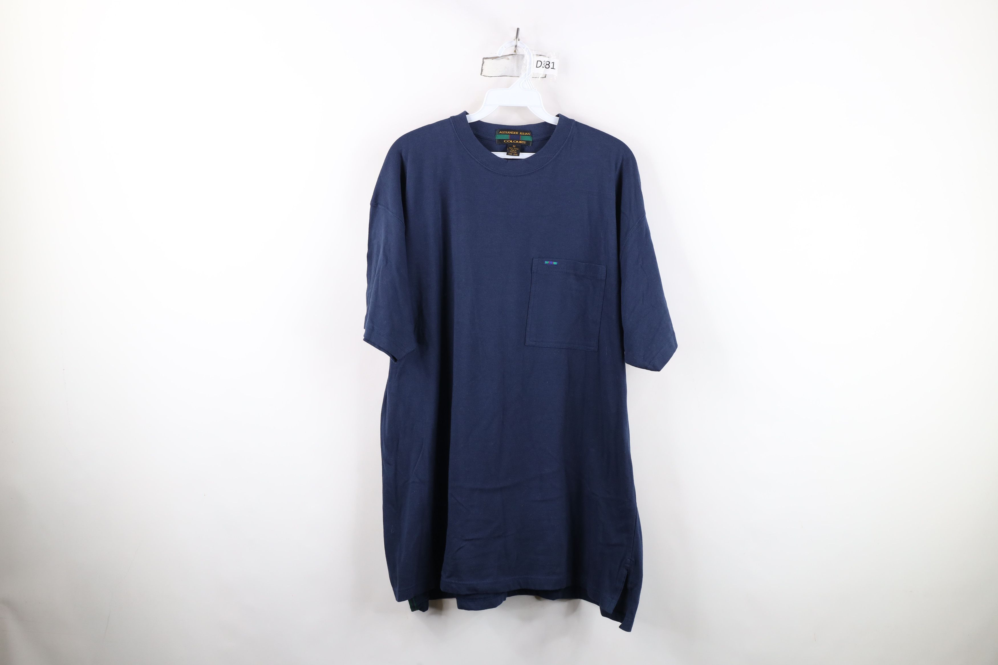 Vintage Vintage 90s Y2K Streetwear Baggy Pocket T-Shirt Navy Cotton Size US M / EU 48-50 / 2 - 1 Thumbnail