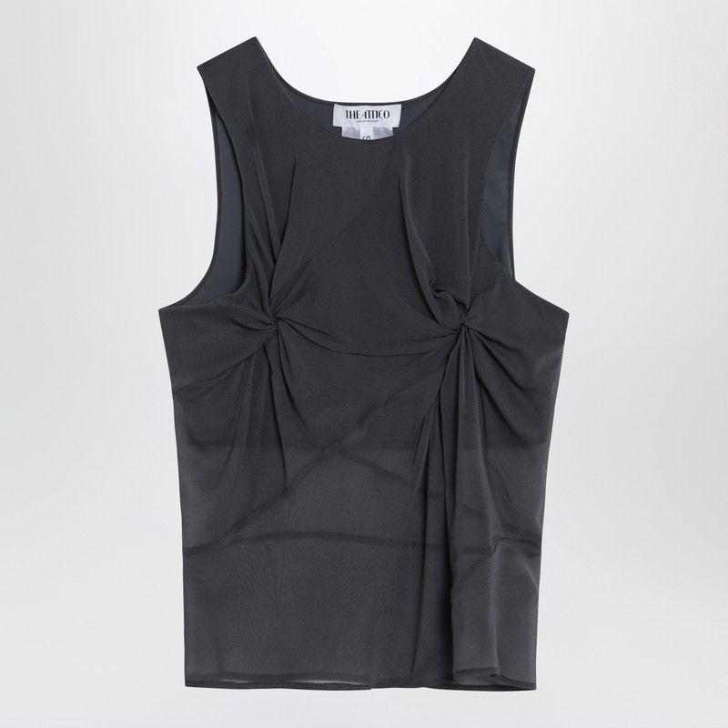 The Attico The Attico Gray Silk Tank Top Size S / US 4 / IT 40 - 1 Thumbnail
