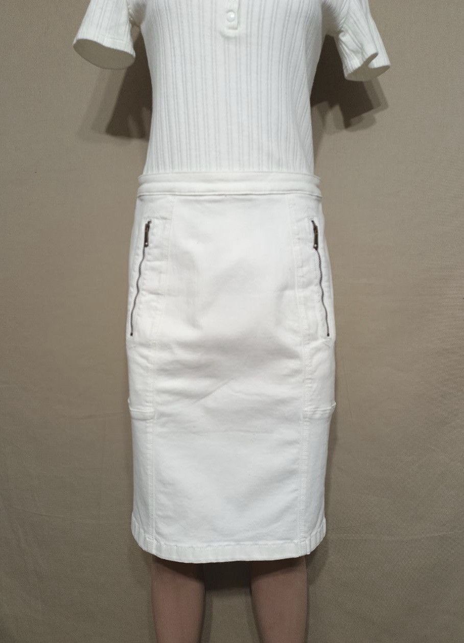 BURBERRY Brit Denim Cotton White Skirt Size UK10 US6
