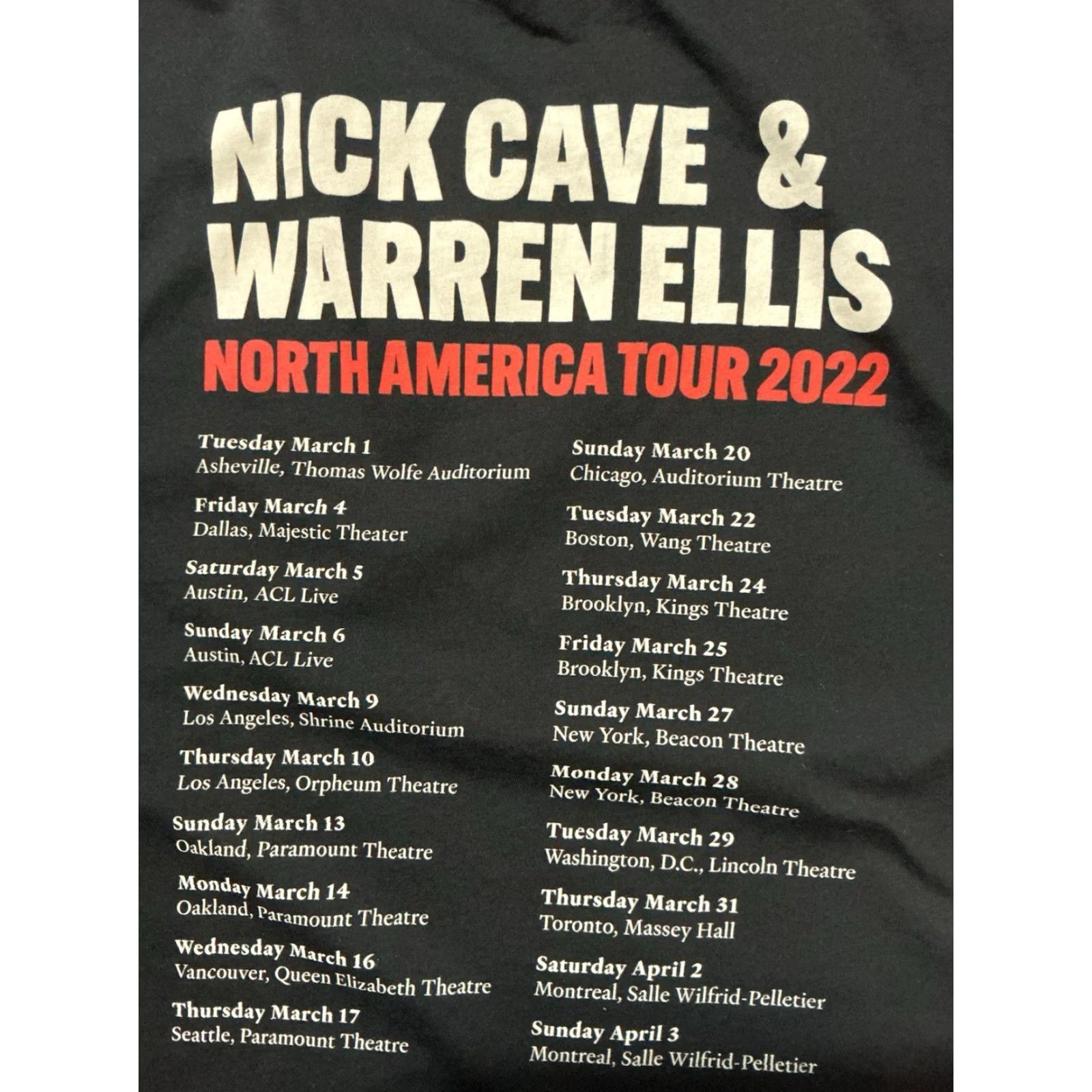 Vintage Nick Cave & Warren Ellis Carnage Tour 2022 Black Graphic Official Merch T-Shirt S Mens Small Size US S / EU 44-46 / 1 - 6 Thumbnail