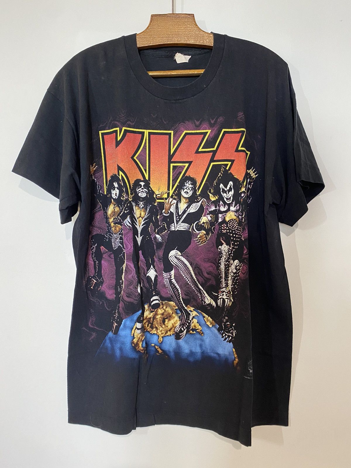 Band Tees Vintage tour Kiss shirt 90s world tour Size US XL / EU 56 / 4 - 1 Thumbnail