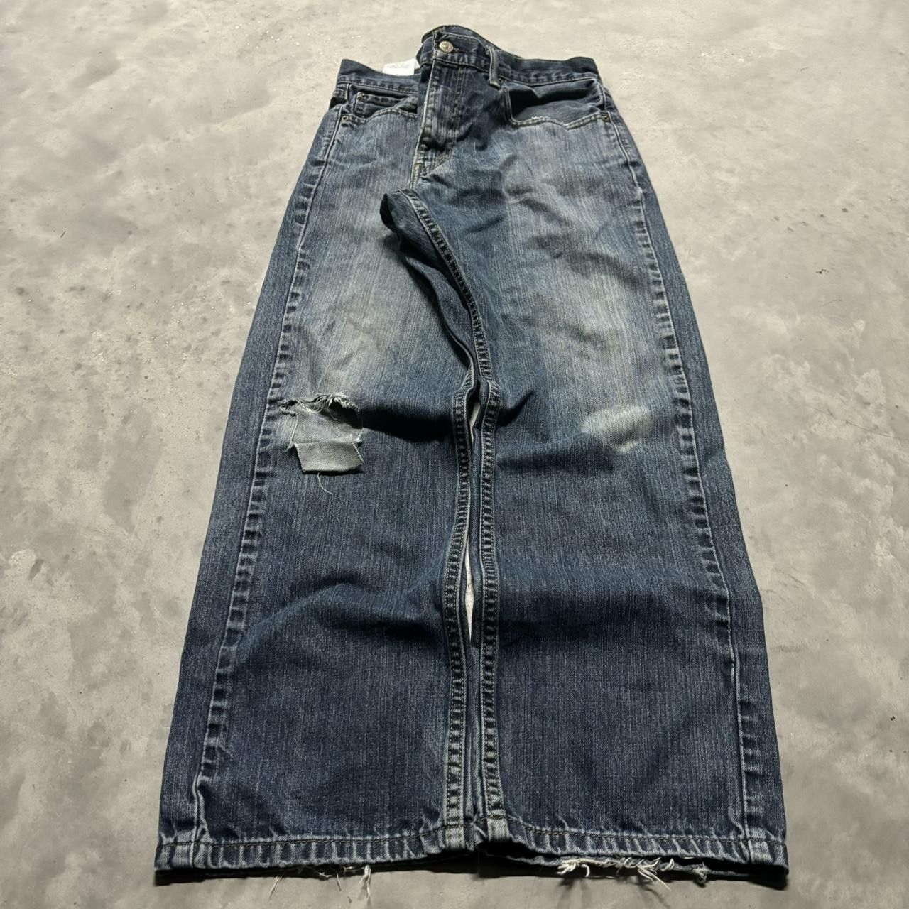 Levi's × Vintage Crazy Vintage Y2K/2000s Grunge Levi’s Dark Wash Distressed Denim Jeans! Size US 34 / EU 50 - 3 Thumbnail