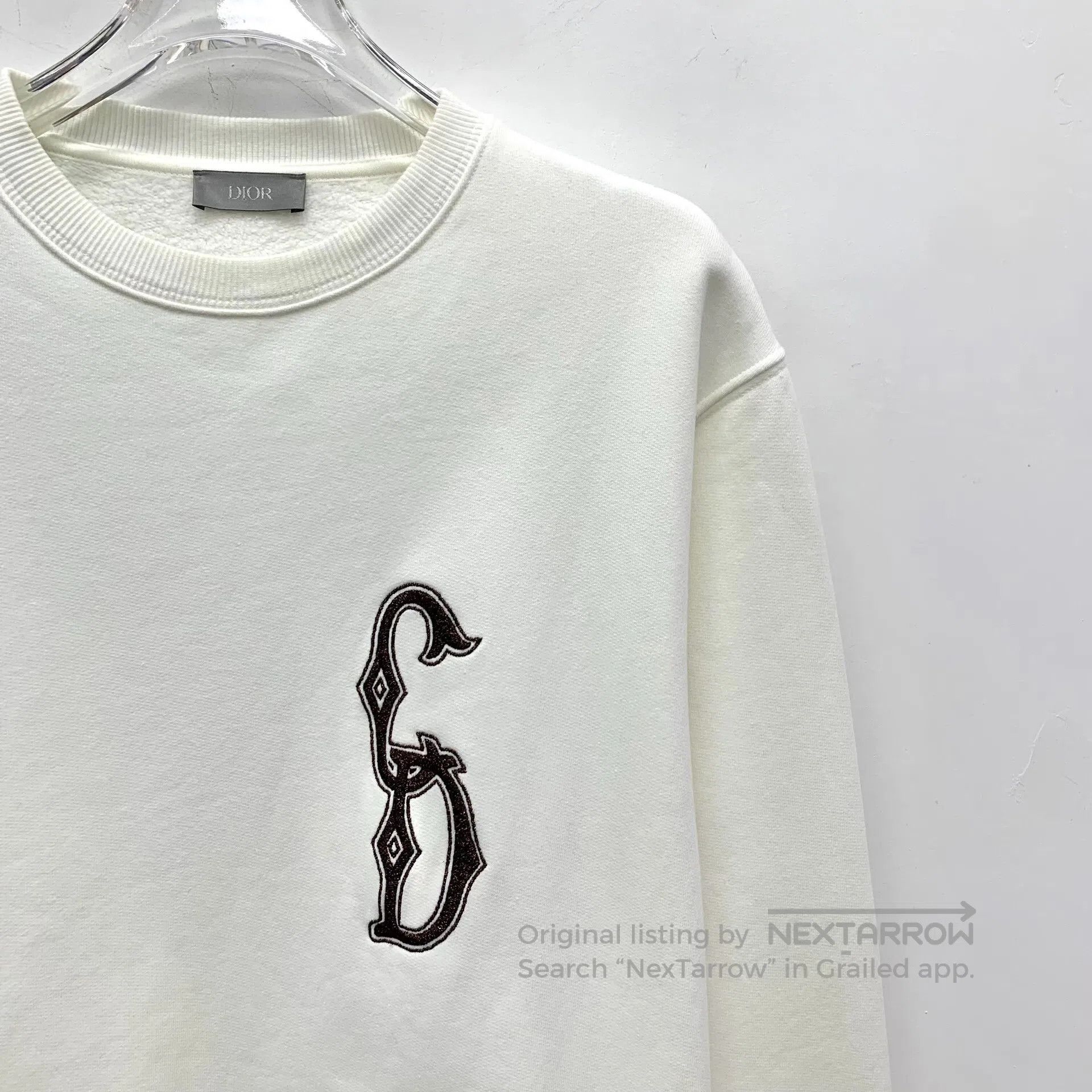 Dior Dior White letter embroidered cotton crew neck long-sleeve Size US S / EU 44-46 / 1 - 3 Thumbnail