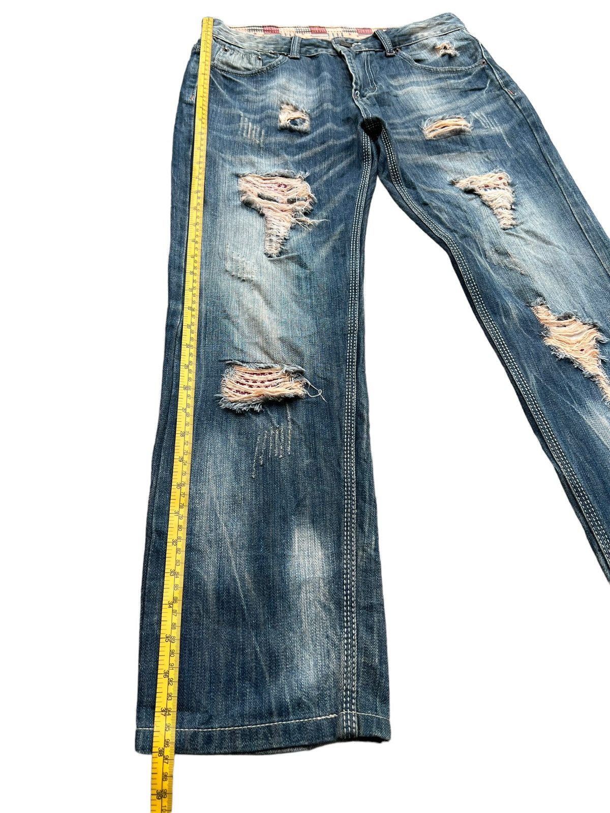 Japanese Brand Japan Distressed Patchwork Mudwash Denim Jeans 33x28 Size US 33 - 13 Thumbnail