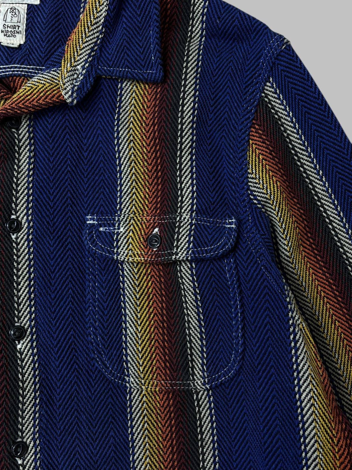 Hiroshi Kato Hiroshi Kato The Brace Long Sleeve Shirt Jacket Striped USA Size US XL / EU 56 / 4 - 5 Thumbnail