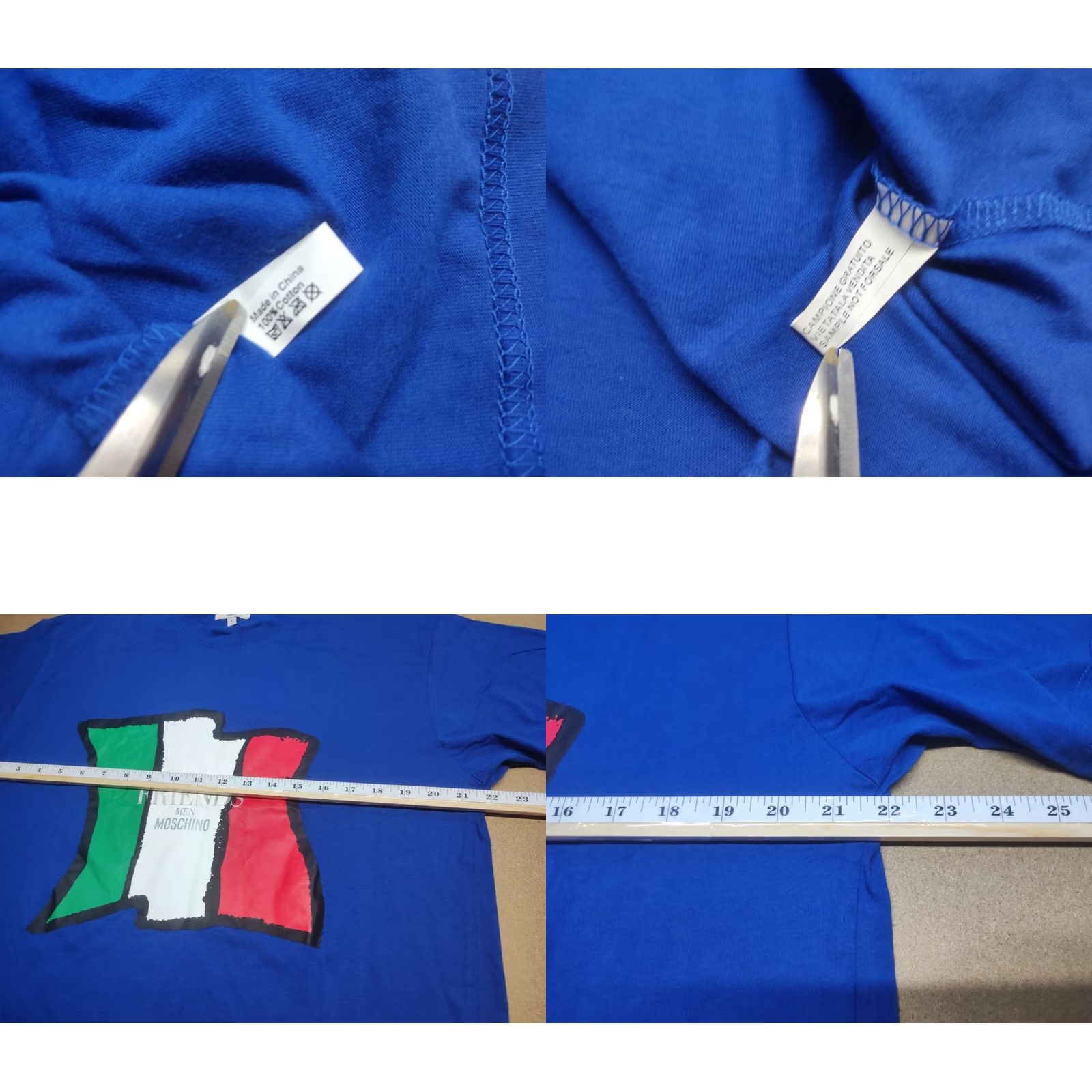Moschino Moschino T-Shirt Mens Size L Blue Italy Flag Short Sleeve Canvas Cotton Size US L / EU 52-54 / 3 - 8 Thumbnail