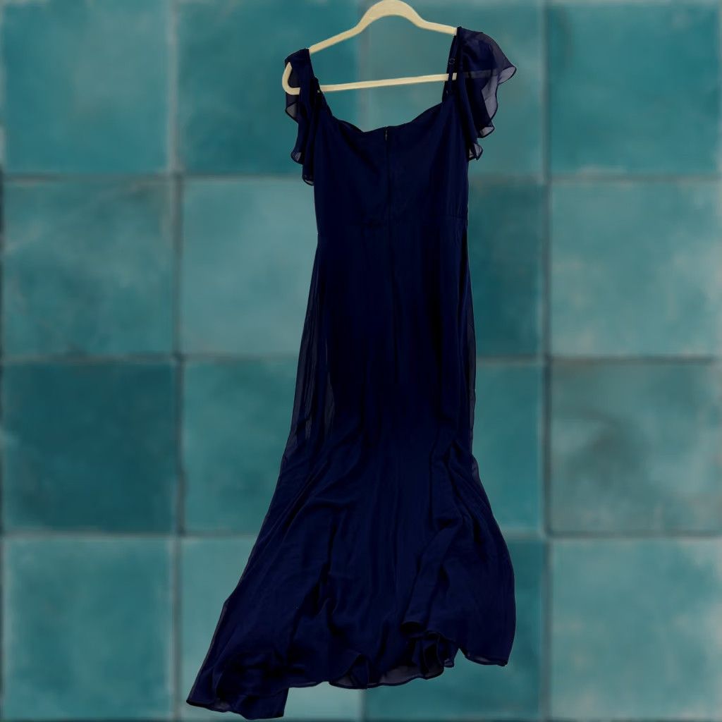 Vintage VINTAGE? No. Ever-Pretty Blue Chiffon Flutter Sleeve Sweetheart Maxi Dress Womens XL Gown Size XL / US 12-14 / IT 48-50 - 1 Thumbnail