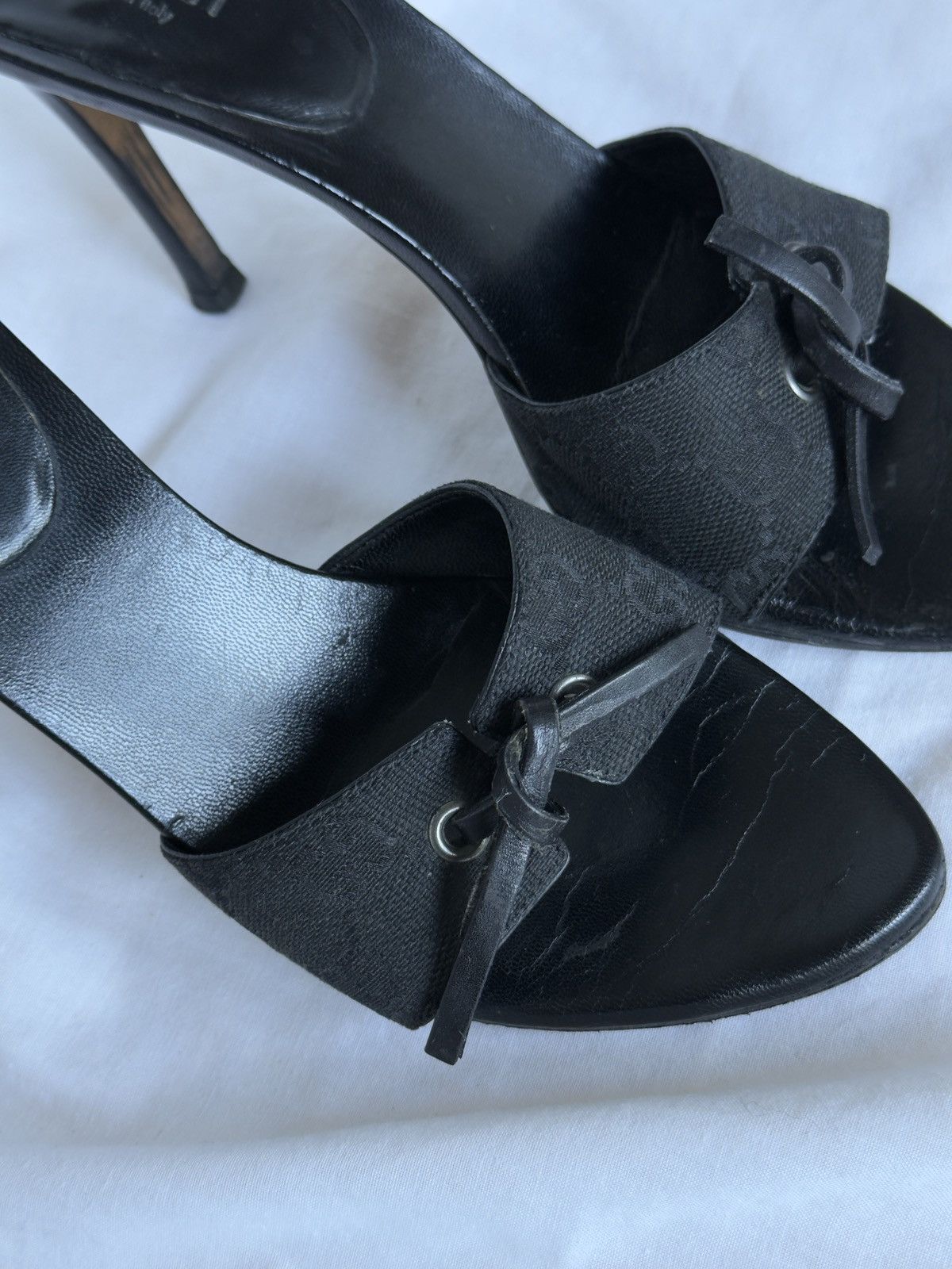 Gucci Gucci Black Canvas Monogram GG Mules Heels Size US 5.5 / IT 35.5 - 4 Thumbnail
