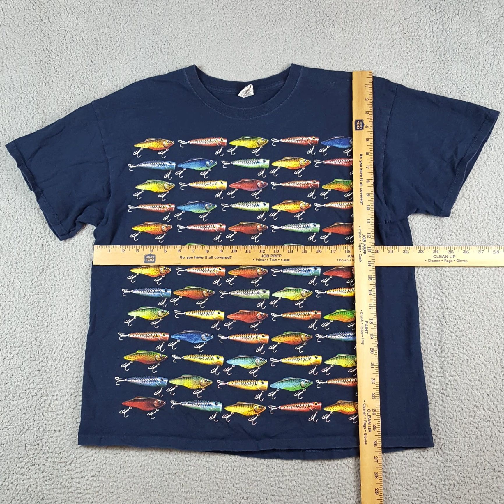 Jerzees VINTAGE Fishing Lure Fisherman Art Tee Men's XL Blue T-Shirt Jerzees Embroidered Logo 90s Outdoor Retro Fish Nature Shirt Mens Size US XL / EU 56 / 4 - 7 Thumbnail
