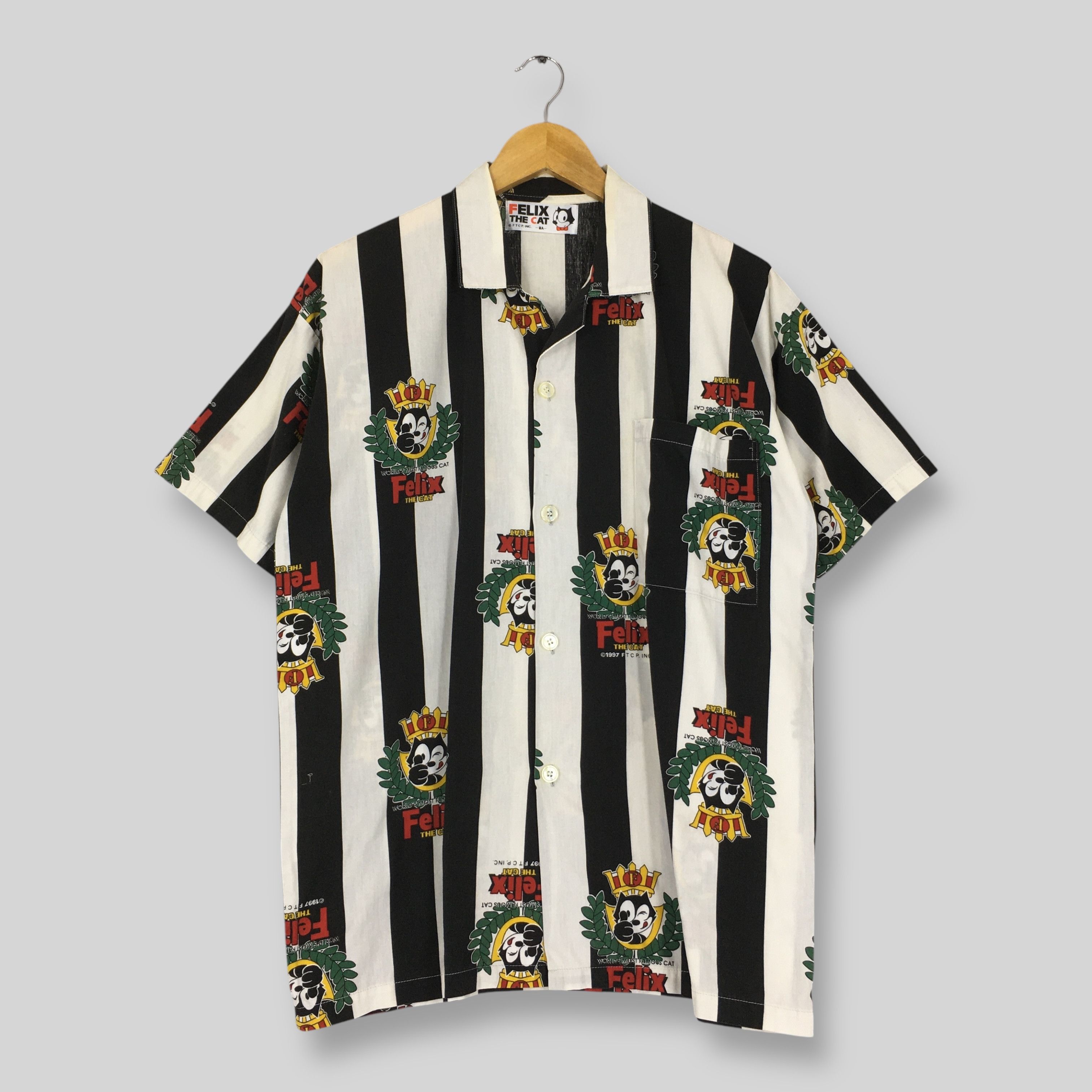 Cartoon Network Vintage 90s Felix the Cat Striped Shirt Medium Size US M / EU 48-50 / 2 - 1 Thumbnail