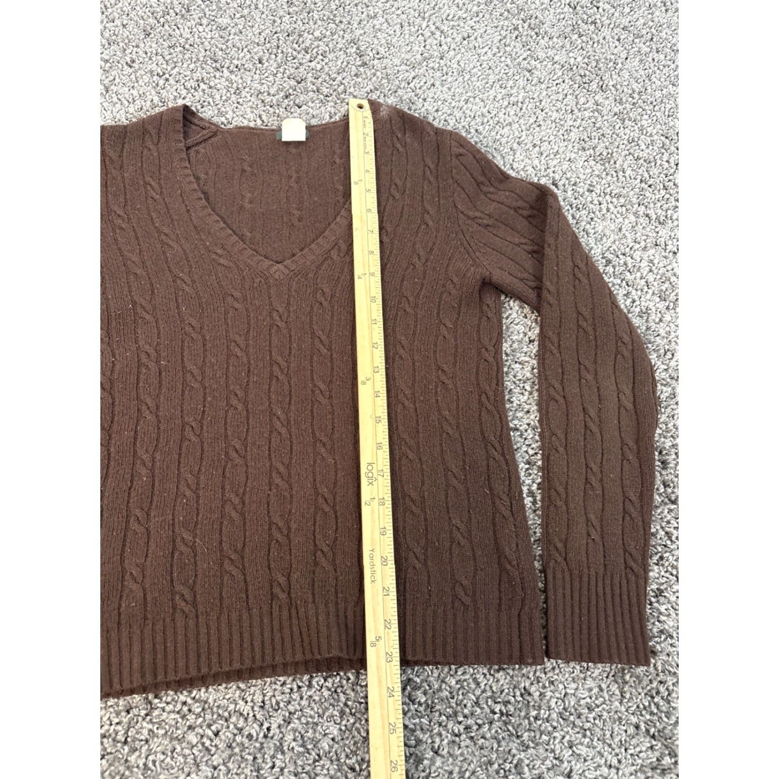 J.Crew VINTAGE J.CREW Sweater Shirt Womens Small Brown Cable-Knit Wool Cashmere Blend V-Neck Mens? Size S / US 4 / IT 40 - 3 Thumbnail