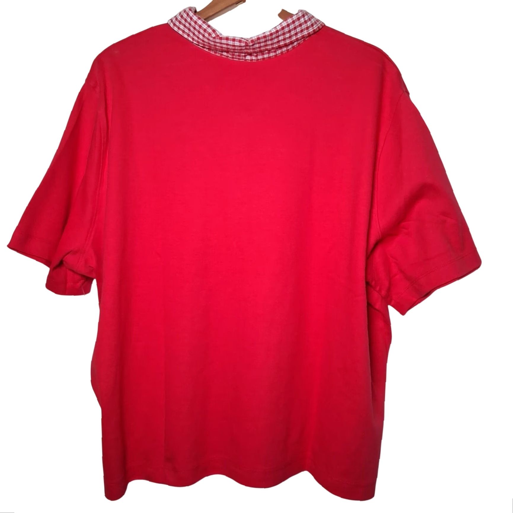 Vintage VINTAGE Melrose Woman Shirt Plus Size 2X Red Collared T Shirt Plaid Daisy Womens 2X Knit Top Shirt Size XXL / US 16-18 / IT 52-54 - 3 Thumbnail