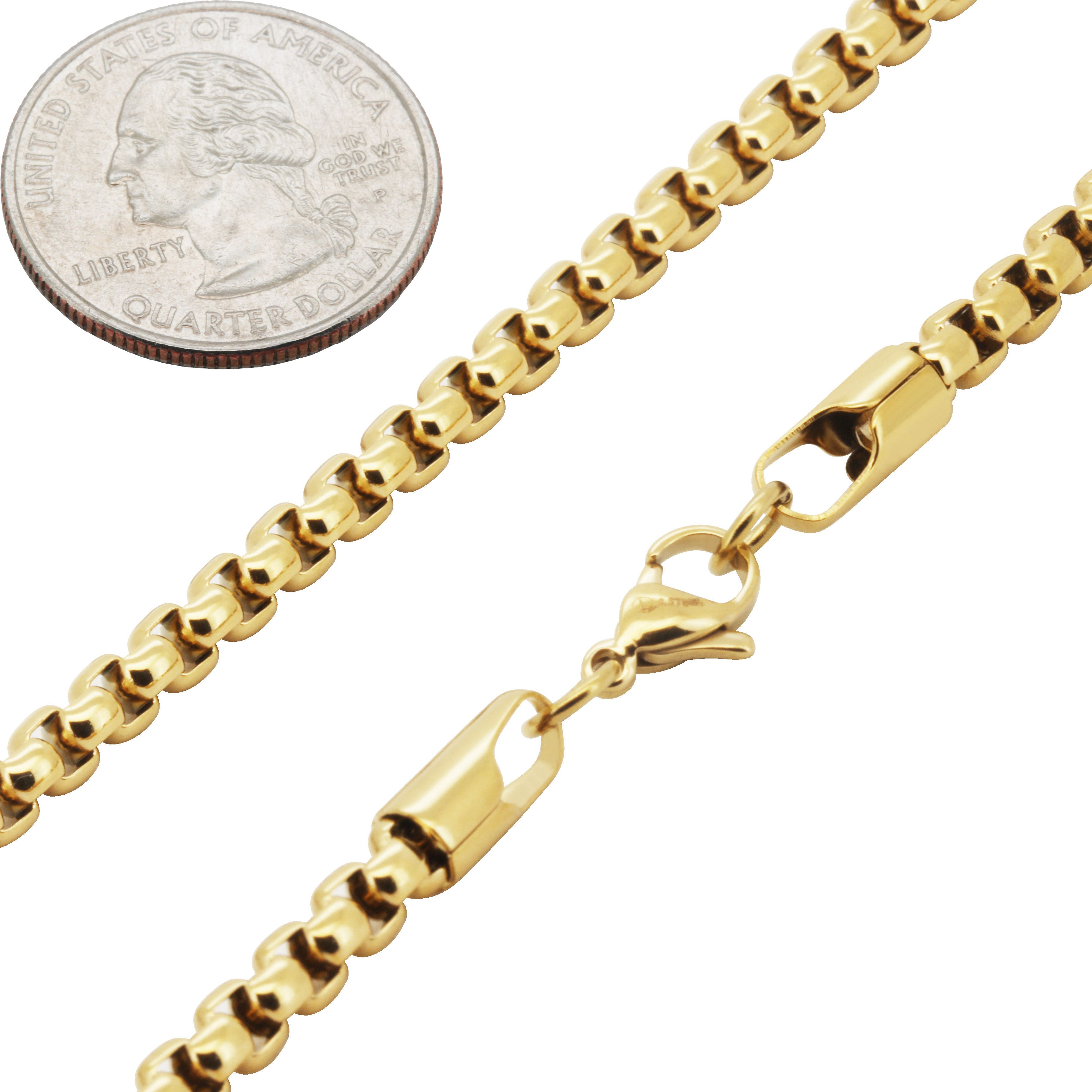 Other 316L Stainless Steel 18k GP 4.5mm Box Chain Necklace 24” Size ONE SIZE - 2 Thumbnail