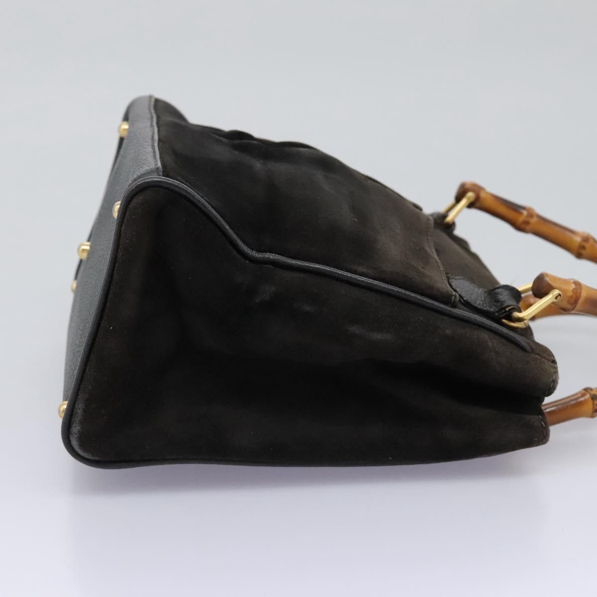 Gucci GUCCI Bamboo Hand Bag Suede Leather Black Gold 000 122 000 Size ONE SIZE - 5 Thumbnail