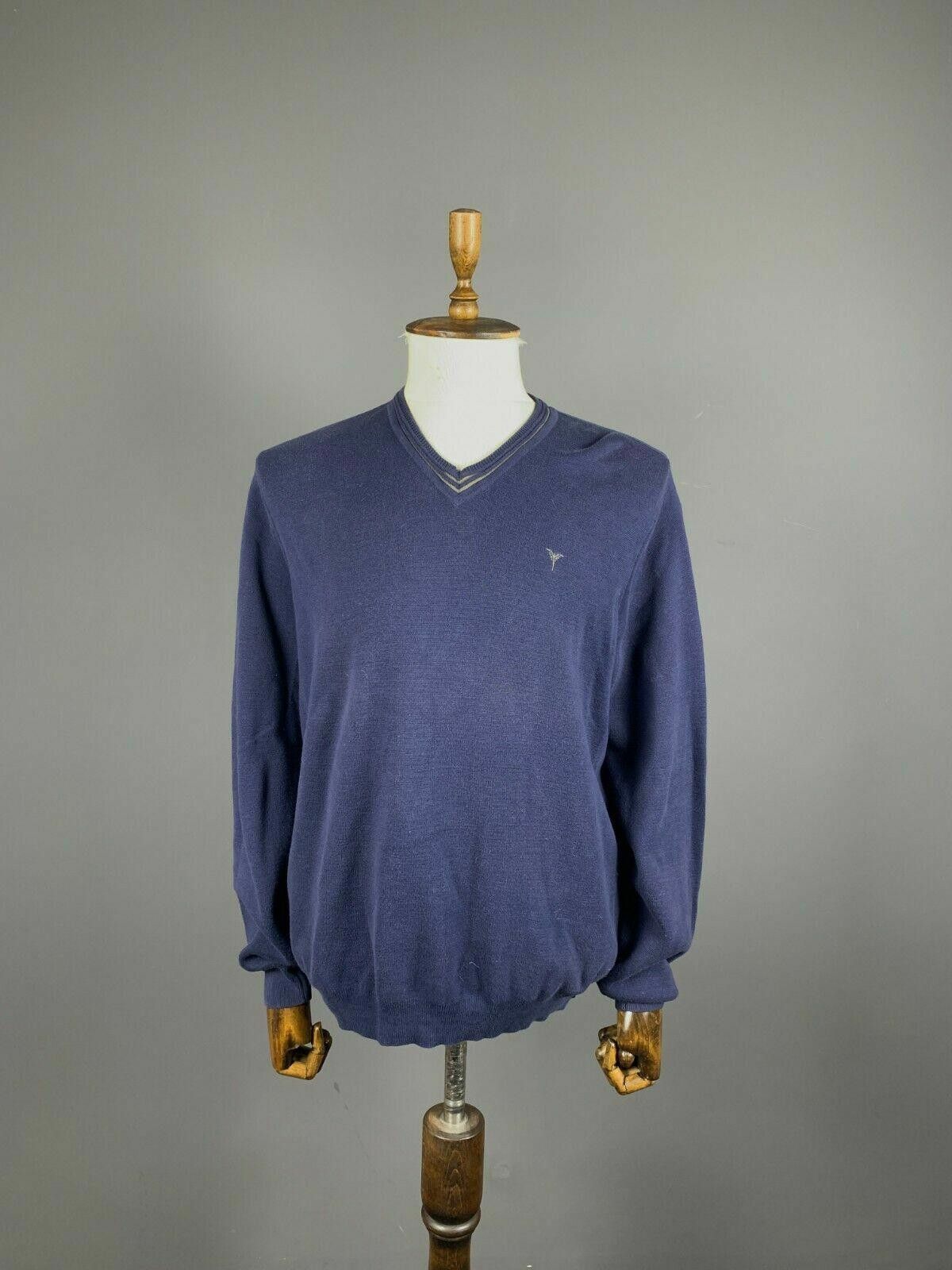 Carlo Colucci Men Carlo Colucci Blue V-Neck 100% Cotton Sweater Size 50 Size US M / EU 48-50 / 2 - 1 Thumbnail