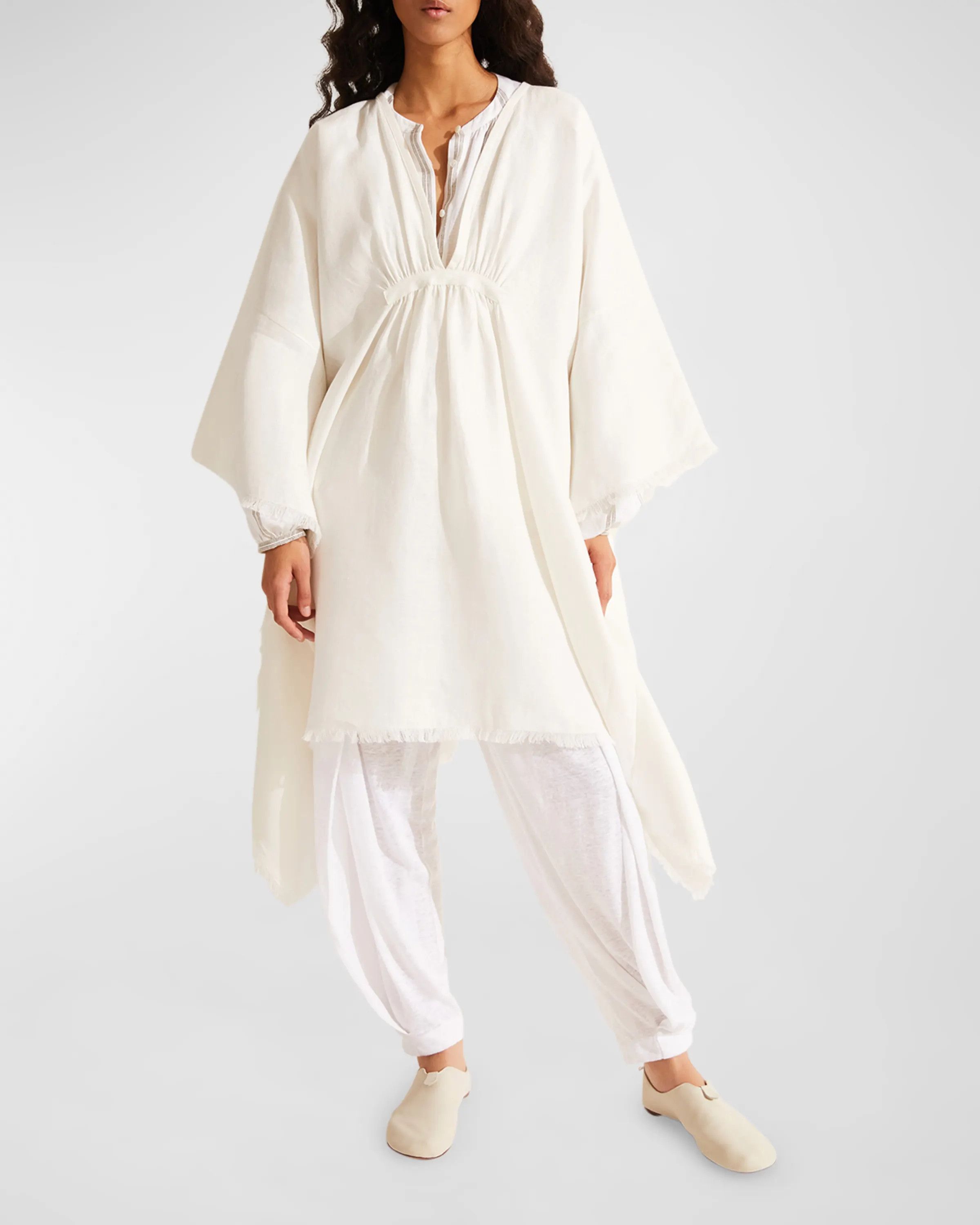 Loro Piana o1srvl11e0824 Gloria Breeze Midi Dress in White Size M / US 6-8 / IT 42-44 - 2 Thumbnail