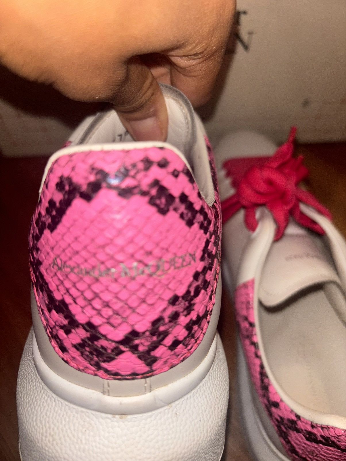 Alexander McQueen × Designer × McQ Alexander McQueen RARE Pink Snakeskin Alexander McQueen Sneakers Size US 7 / IT 37 - 4 Thumbnail