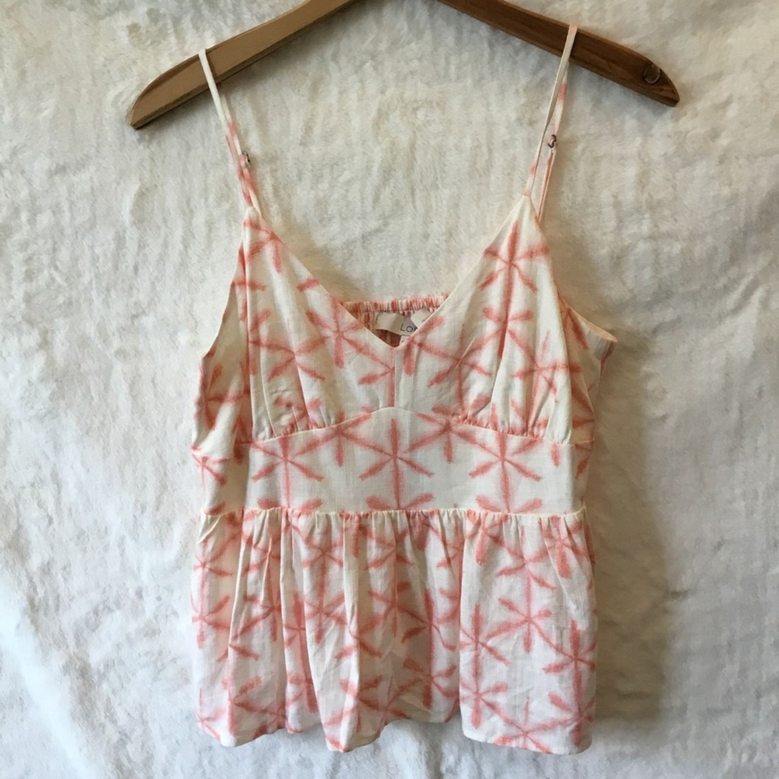 Loft Loft Coral Cream Star Tie Dye Peplum Cami Size M / US 6-8 / IT 42-44 - 2 Thumbnail