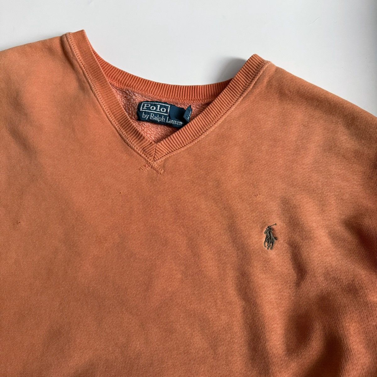 Polo Ralph Lauren Vintage 90s Polo Ralph Lauren V-Neck Sweatshirt Tangerine Size US XXL / EU 58 / 5 - 2 Thumbnail