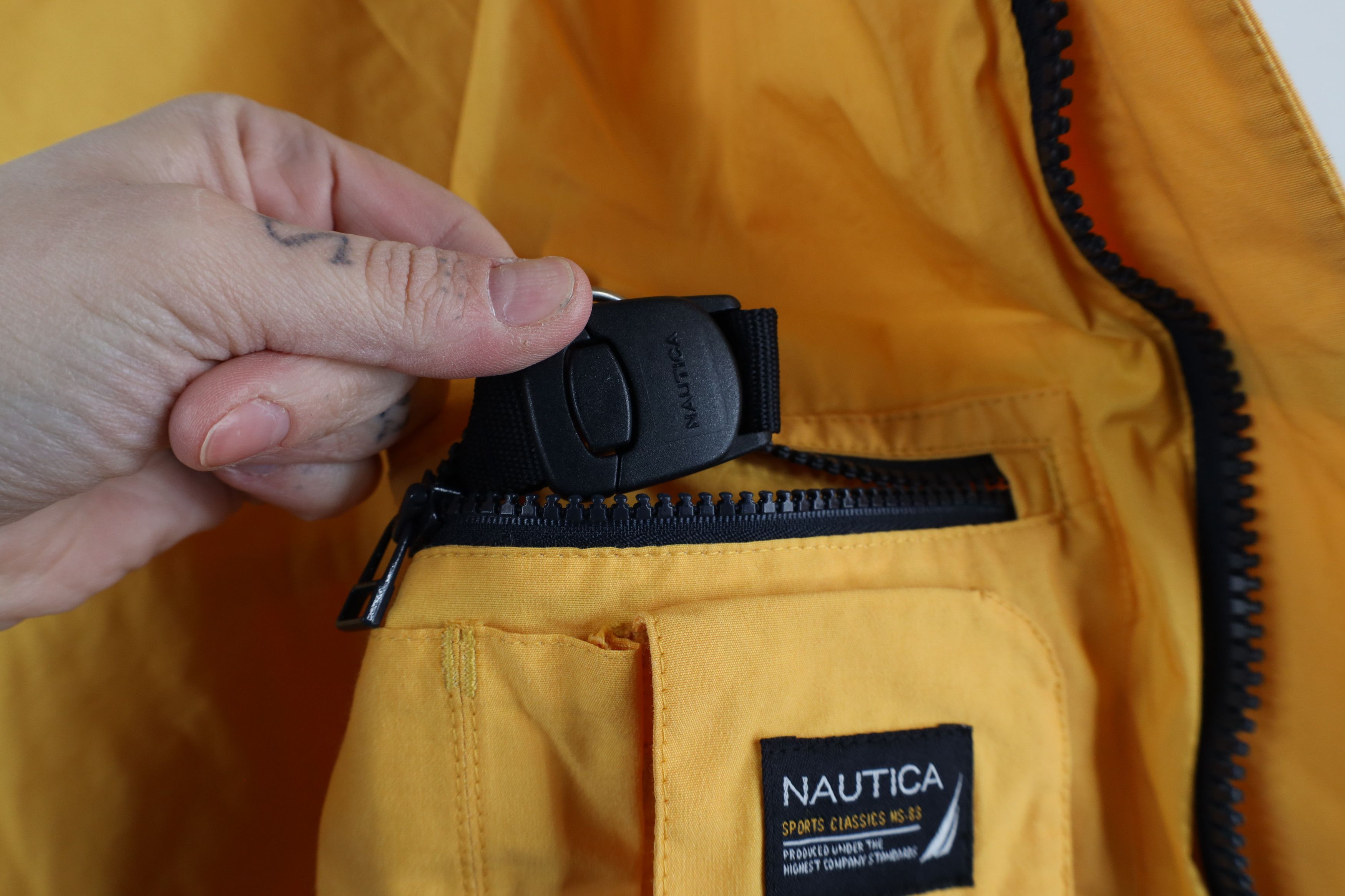 Nautica × Vintage Vintage 90s Nautica Sailing Hooded Windbreaker Jacket Yellow Size US L / EU 52-54 / 3 - 14 Thumbnail