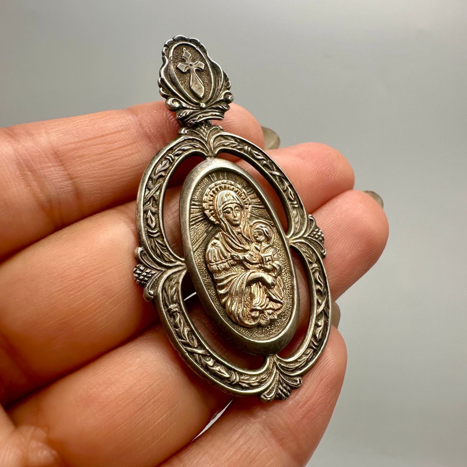 Vintage Vintage Sterling Silver 925 Mary & Child Pendant 10.4g Size ONE SIZE - 9 Thumbnail
