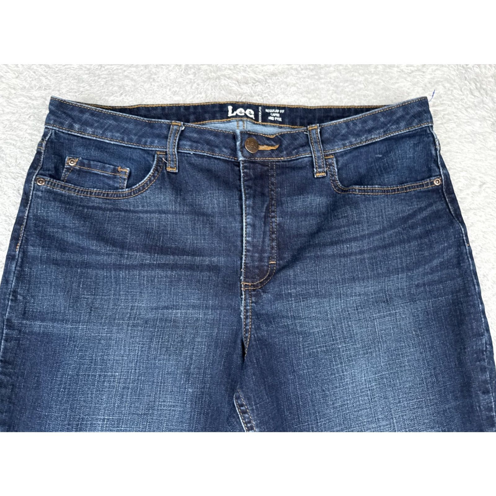 Lee Lee Women's Jeans Capri Medium Wash Blue Cotton Blend 16 Regular Fit Retro 2010s Size 38" / US 16 / IT 52 - 4 Thumbnail