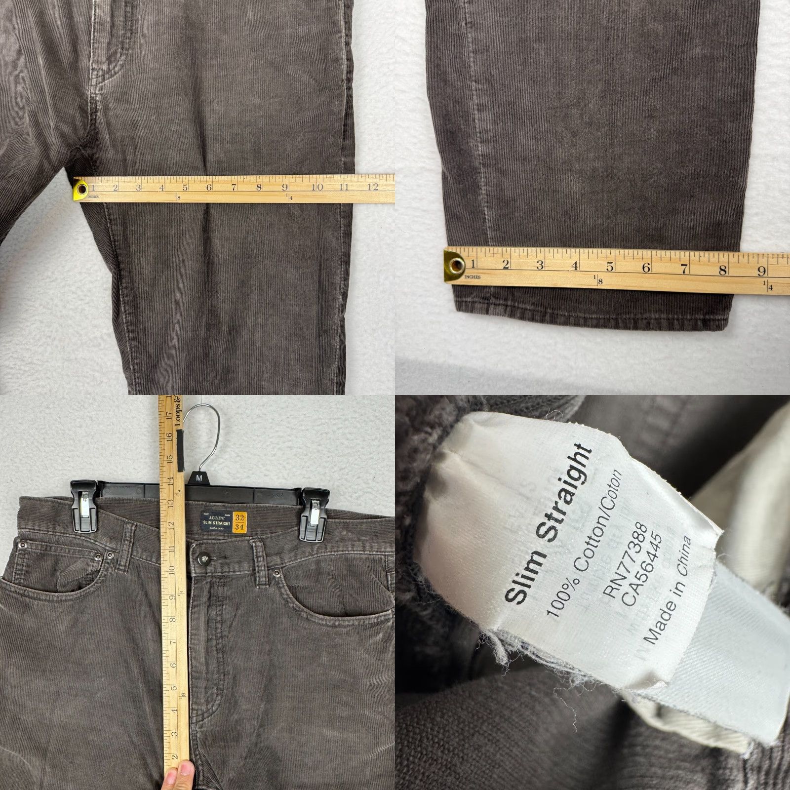 J.Crew J. Crew Men’s 32x34 Gray Slim Straight Corduroy Chino Pants Casual Preppy Size US 32 / EU 48 - 8 Thumbnail