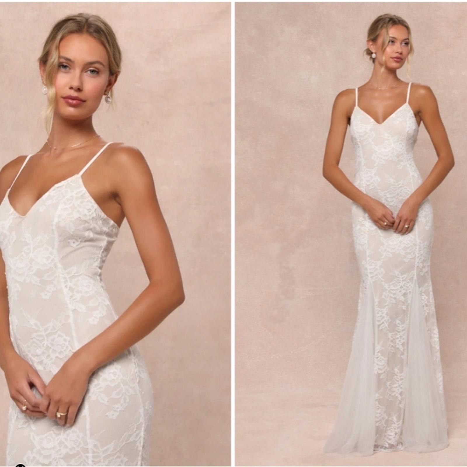 Lulus LULU's Bridal Wedding Romantic Floral Lace Chic Mermaid Gown Size XS / US 0-2 / IT 36-38 - 1 Thumbnail