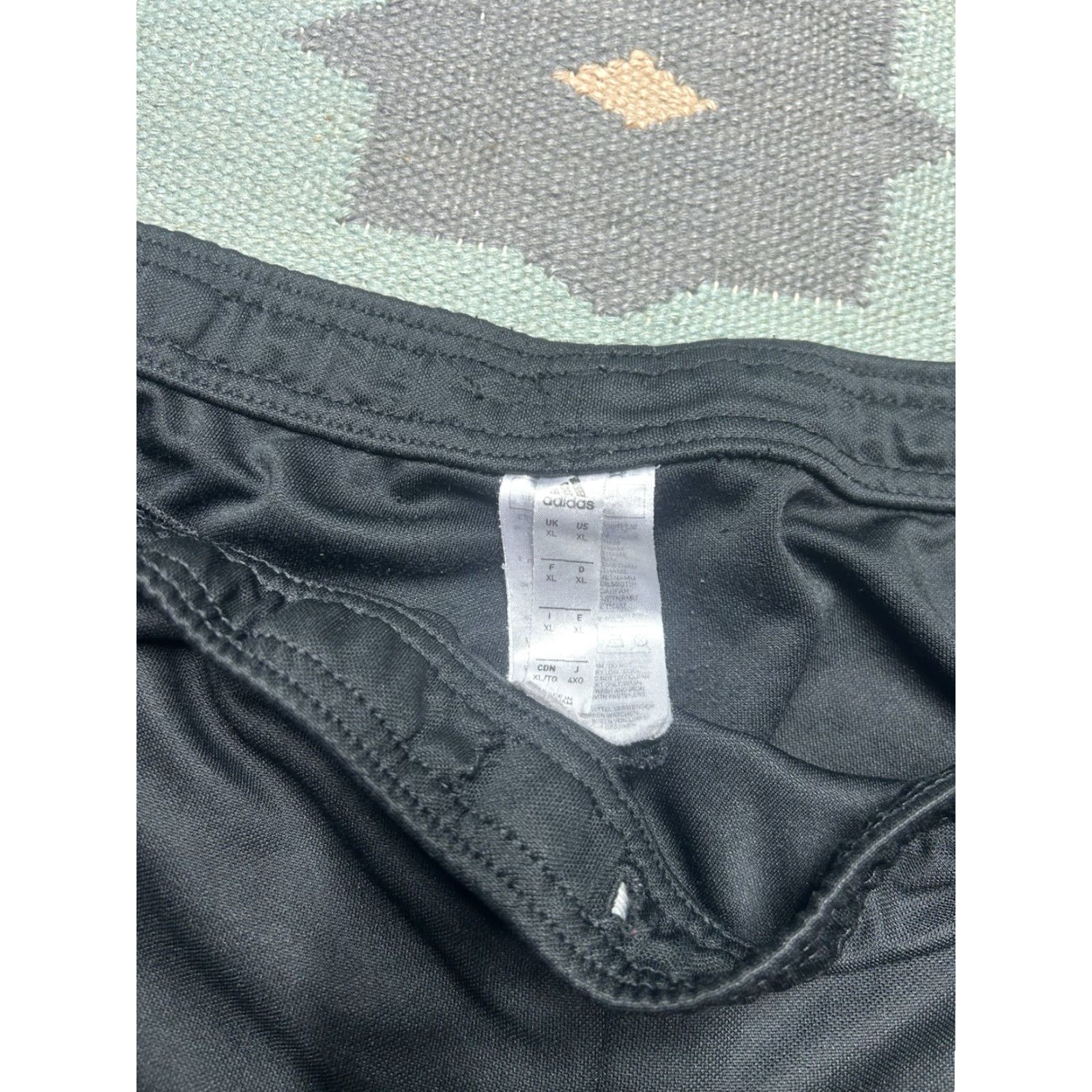 Adidas VINTAGE Adidas track pants polyester joggers black three stripes spell out men’s XL Size US 36 / EU 52 - 6 Thumbnail