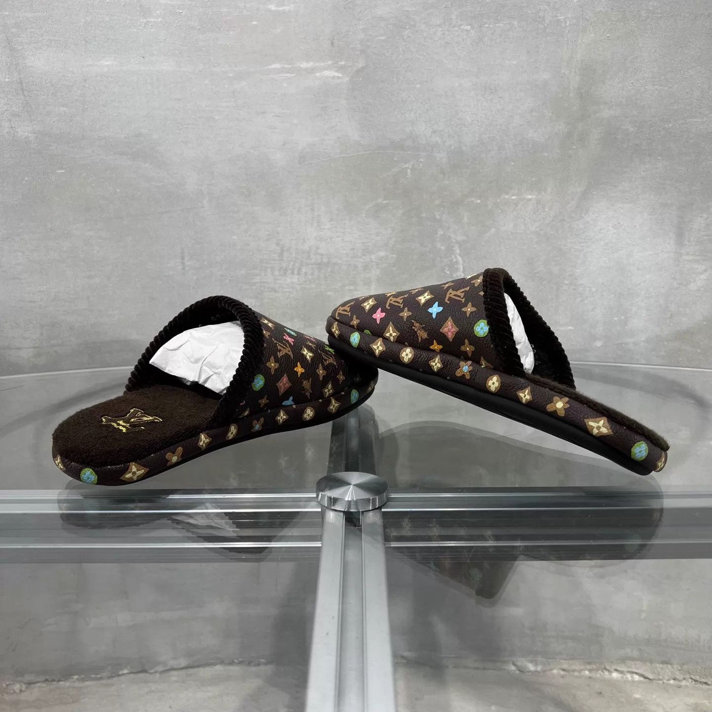 Louis Vuitton LV Tyler Slippers Black Multi Brown UK2 36 Size US 4.5 / IT 34.5 - 5 Thumbnail