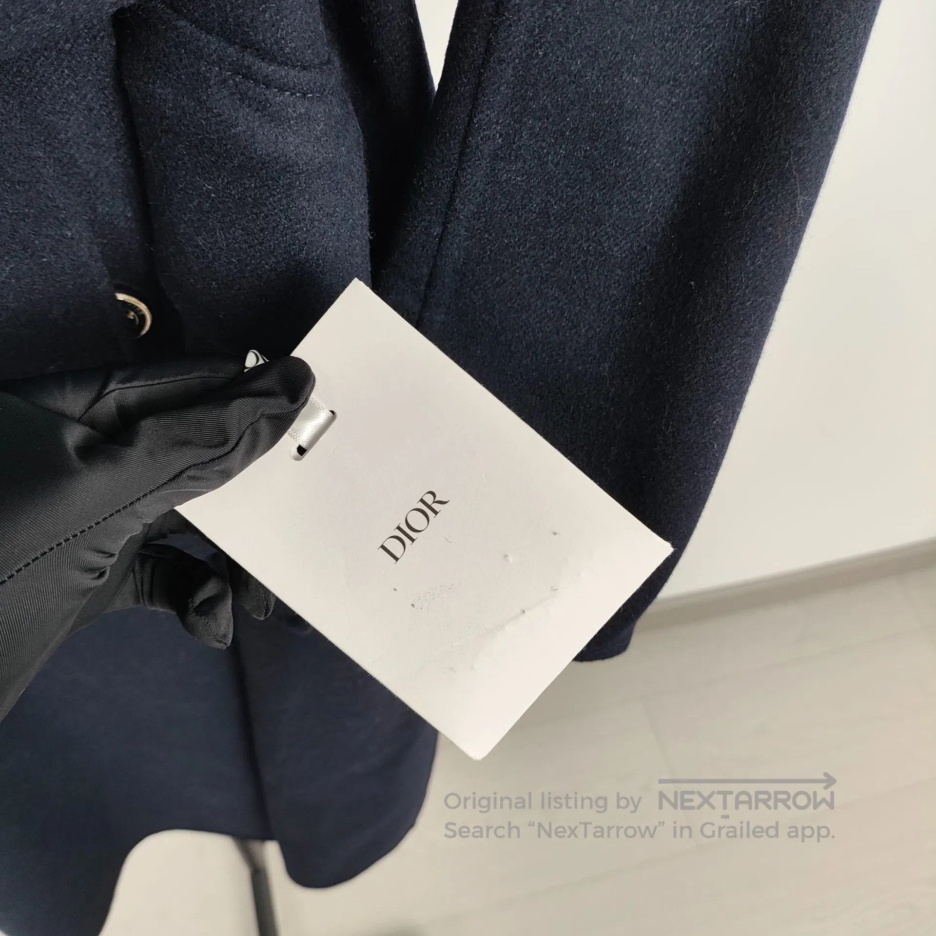 Dior Dior Navy Blue Double Breasted Wool Coat with Belt| Size XXS / US 00 / IT 34 - 3 Thumbnail