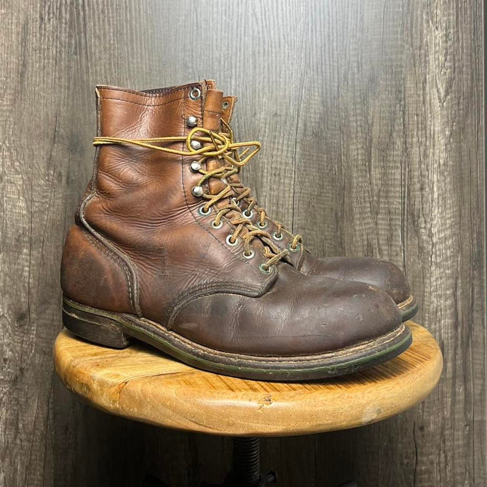 image of Vintage Red Wing Leather Boots in Brown, Men's (Size 8.5)