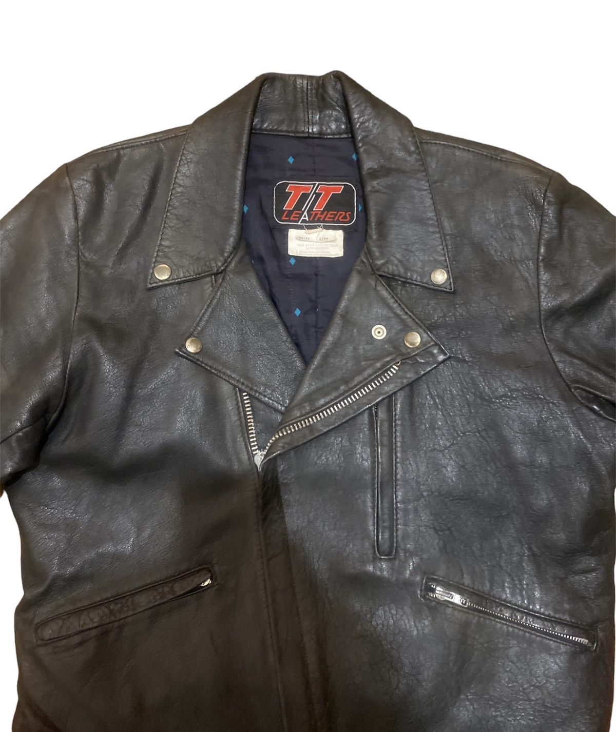 Vintage Vintage 80s TT Leathers Distressed Biker Jacket Cafe Racer Size US M / EU 48-50 / 2 - 4 Thumbnail