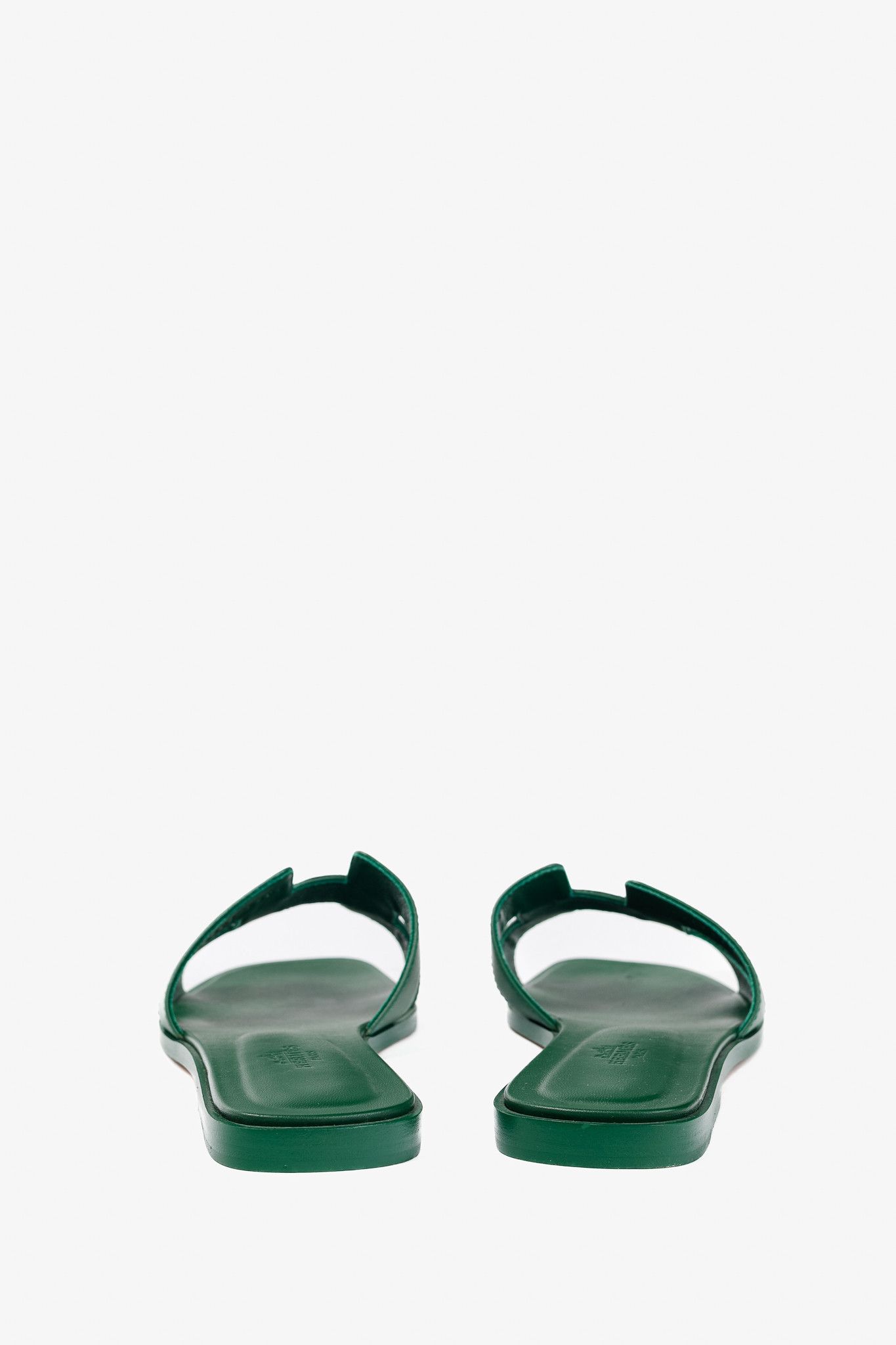 Hermes Hermes Oran Vert Electrique Calfskin H-Strap Sandals Size US 7.5 / IT 37.5 - 4 Thumbnail