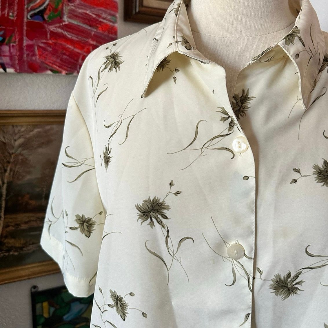 Other sag harbor cream floral button up shirt Size L / US 10 / IT 46 - 2 Thumbnail
