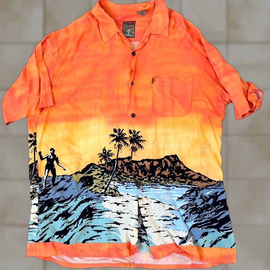 Vintage VINTAGE Pineapple Express Shirt Men XL Blue Orange Sunset Floral Button-Up Short Sleeve Collared Shirt Size US XL / EU 56 / 4 - 1 Thumbnail